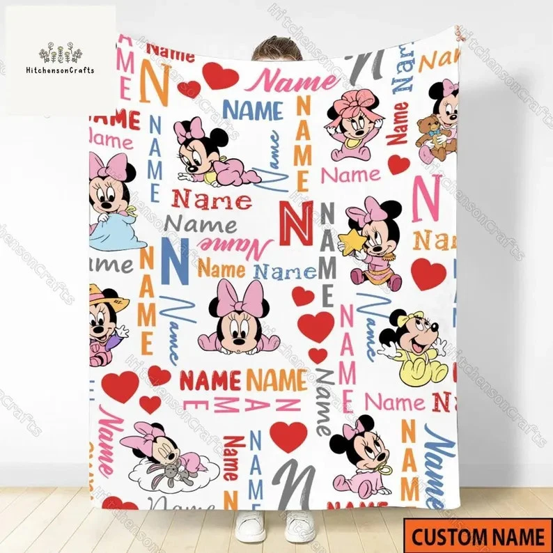 Custom Disney Minnie Mouse Blanket, Minnie Fleece Blanket