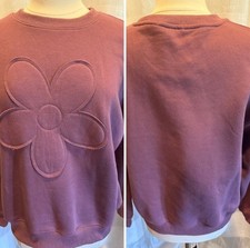 Women s Mauve/Purple Sweatshirt With Embroidered Flower Tea Rose Brand Size M