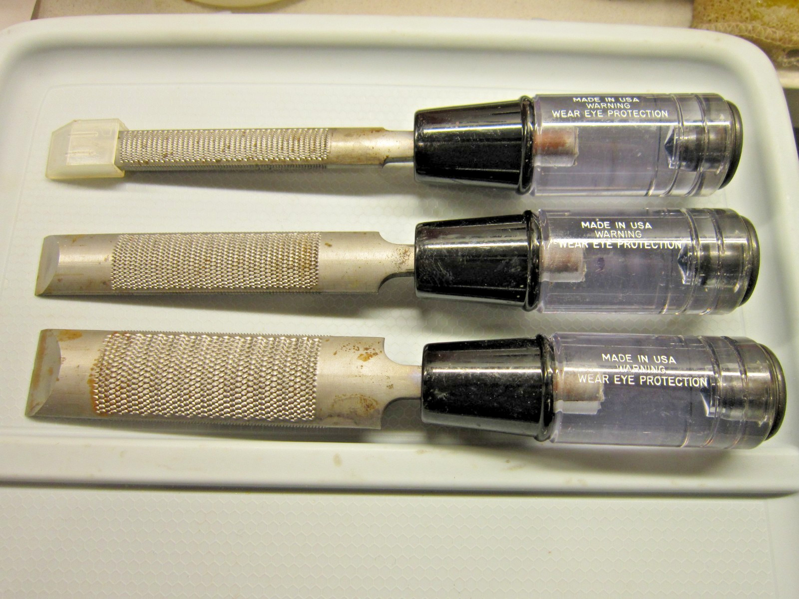 3 Vintage Nicholson USA Chisel Files 1/2 3/4 1” Rasp Wood File Combination Tools