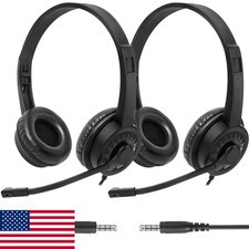 XOSDA 2-Pack Kids On-Ear Wired Headphones w/ Mic for Classroom/Chromebook/PC