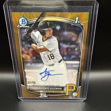 2025 Bowman Chrome Prospect Autographs Adonys Guzman 1st Gold Wave /50 Bookend