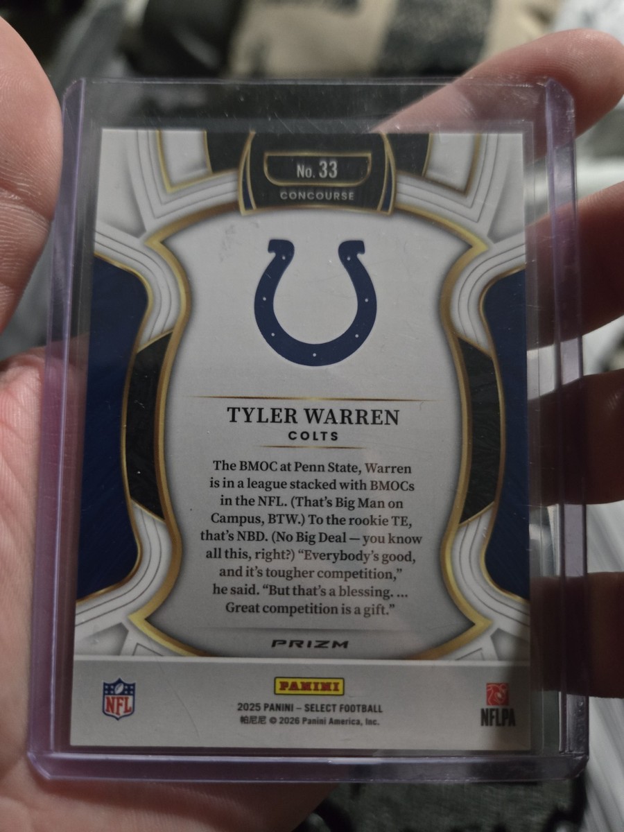 2025 Panini Select Tyler Warren #33 Rookie Card- CASE HIT Zebra