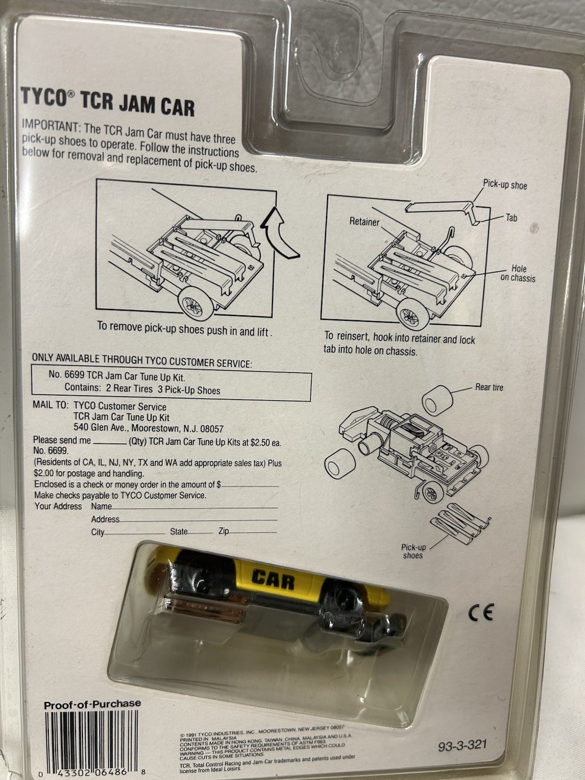 Tyco TCR Mustang "Jam Car" yellow 1991 nos rare htf moc original.