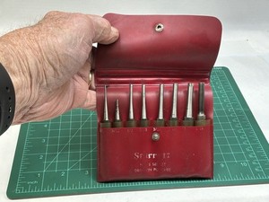 Starrett S56 8pc Pin Punches Set with Knurled Grip and Protective Vinyl Case