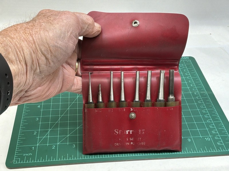Starrett S56 8pc Pin Punches Set with Knurled Grip and Protective Vinyl Case