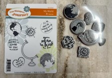 Fun Stampers Journey MY WORLD Set of 8 Rubber Stamps Globe GENTLY USED