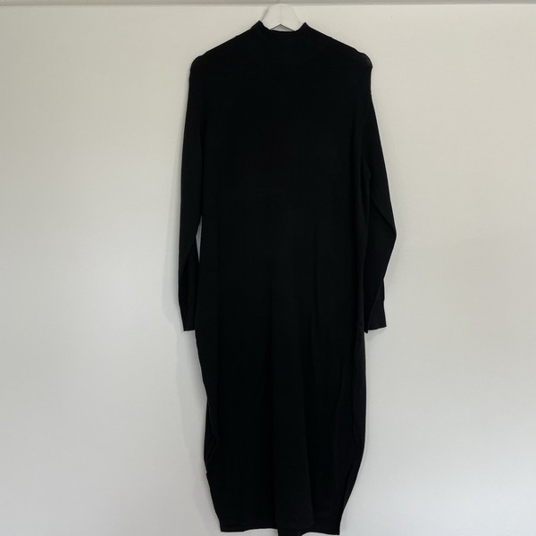 MNG black solid knit mock neck long sleeve midi dress size S