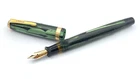 VINTAGE PARKER SLENDER VICTORY FOUNTAIN PEN GREEN TOOTHBRUSH 14K GOLD FINE NIB