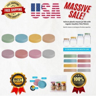 8PCS Eco-Friendly Mason Jar Lids - Colorful, Leak Proof, Silicone Sealed Design