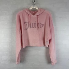 Juicy Couture Pink Rhinestone Logo Cropped Hoodie Size M