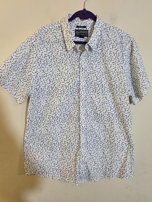 American Rag Men's Size XXL White/Blue Cotton Floral Button-up Shirt Vacation