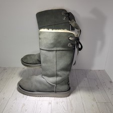 Koolaburra by UGG Andrah Tall Stone Grey Suede Fur Boots Womens Size 8