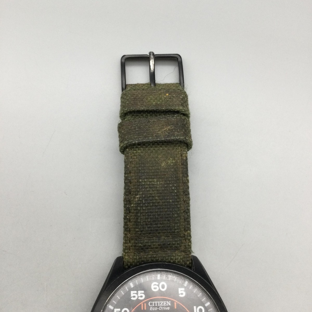 Citizen Eco-Drive Mens Watch 42mm Black Dial Green Canvas Military