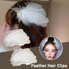 Feather Hair Clips For Women Ballet Style Pearl Swan Hair D3P7 Fly-Wing T1 USN