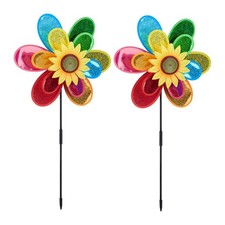 Windrad Windspiel Windmühle Blumenstecker bunt leicht Spielzeug-Windrad 2-teilig
