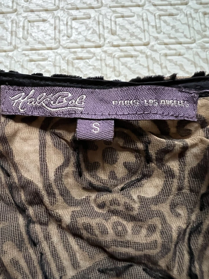 Top Kimono Hale Bob Seda Terciopelo Cuentas Talla S Festival Beige Avant Grande Y2K Foto 3 de 4