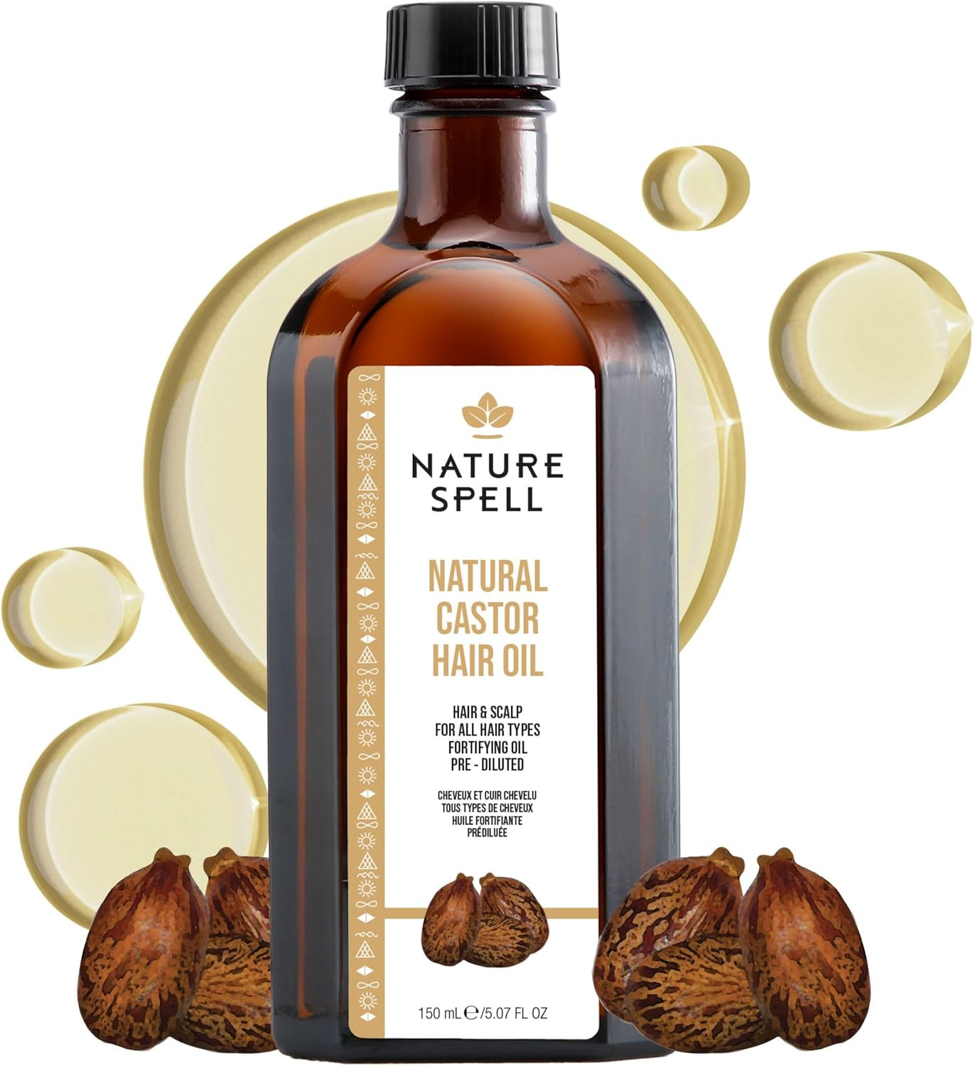 Olio Ricino 150ml Puro - Crescita Rapida Capelli, Ciglia e Sopracciglia
