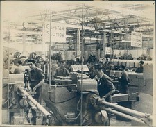 1940 Business Workers Men Sign Milling Section Capstan Equipment Machine Photo