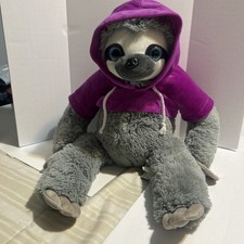 Gray Sloth with Purple Hoodie Soft Plush Toy 22-inch From Toy Factory