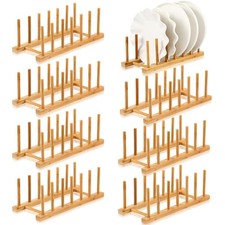 8 Pcs Wooden Plate Rack Dish Drying Rack Wood Pot Lid Holder Stand Kitchen Ca...