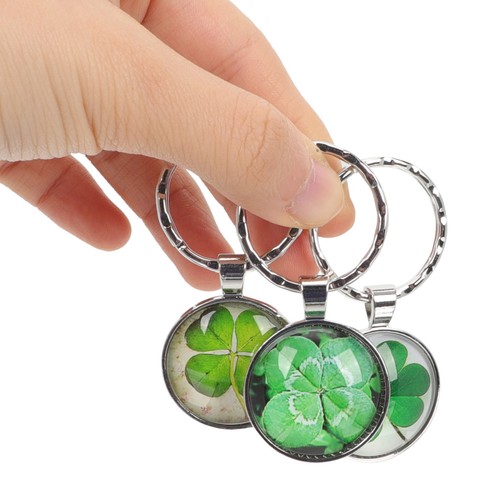 3 Pcs Four Leaf Ring Charm Keychain Cute Braided Pendant - Picture 2 of 12