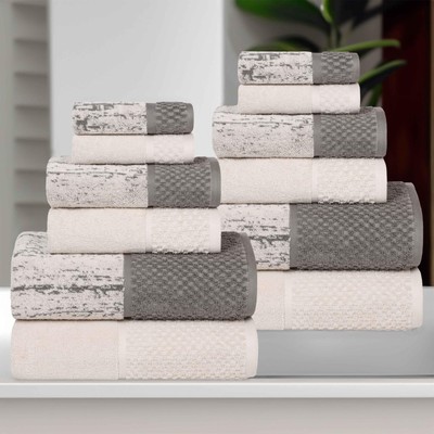 Cotton 12 Piece Assorted Towel Set, Quick Dry, Bathroom Essentials, Shower, S...