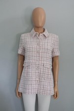CHANEL 25C Pink Plaid Woven Tweed Blazer/Jacket Size F 36/US 4