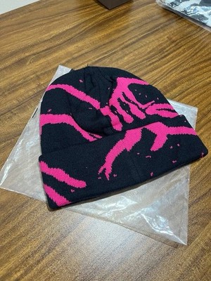 Arc'teryx Grotto Toque Black Beanie Pink Logo Knit Winter Hat