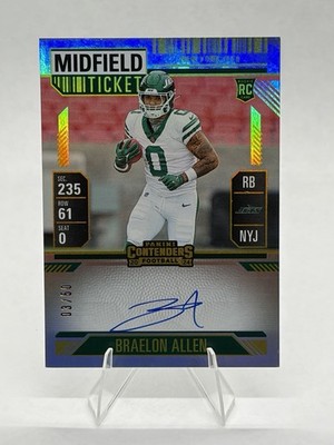 2024 Contenders Braelon Allen Midfield Ticket ON CARD Auto #/50 NY Jets RC