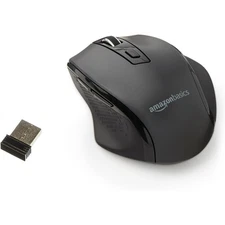 Amazon Basics Wireless Mouse Ergonomic 2.4GHz Optical DPI Adjustable Black