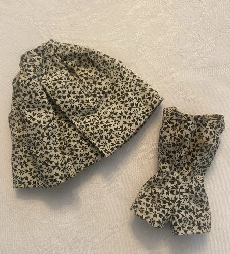 Vintage Barbie 1960s Black White Floral Skirt & One Piece Jumper Fashion PAK Set