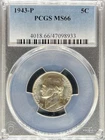 1943 Jefferson Nickel MS66 PCGS (#PA47098933)