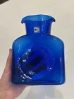 Blenko 384 Cobalt Blue Glass Double Spout Water Bottle Pitcher