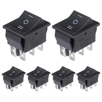 KCD4 Rocker Switch 6 Pin 3 Position DPDT on off on Black Mini Boat Rocker Switch