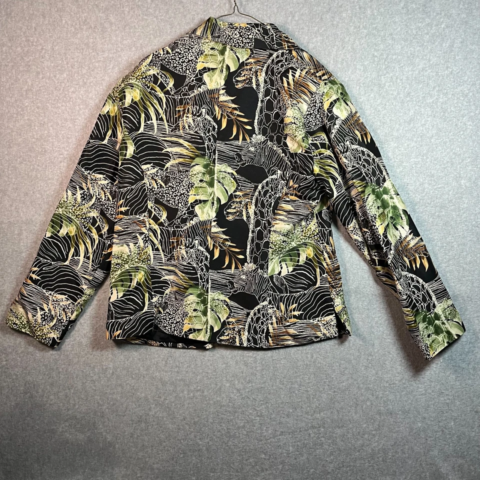 真丝土地动物印花前衬衫女式 14 码纽扣 100% 真丝 — 第 2/4 张图片