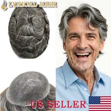 Lyrical Hair 0.06mm PU Mens Toupee Thin Skin V  looped Invisible Human Hair Piece