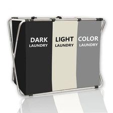 New Dirty Clothes Hamper Basket Sorter 3 Sections Folding Laundry Basket