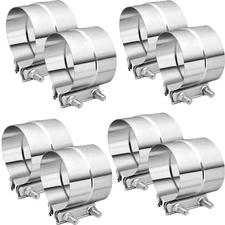 8PCS 5 inch Lap Joint Exhaust Band Clamp Muffler Sleeve Coupler Stainless Steel