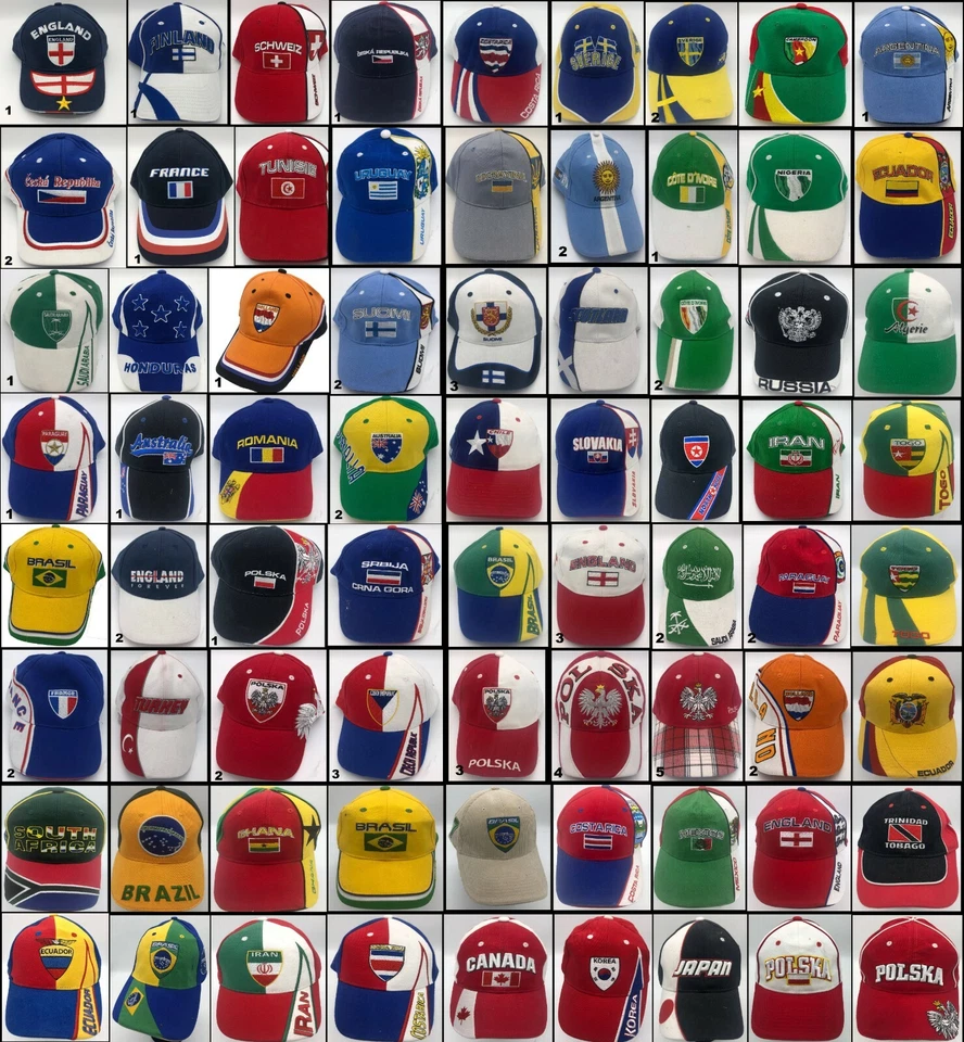 Fan Cap/Mütze/Basecap verschiedene Länder - EM/WM/Olympia - hochwertig gestickt