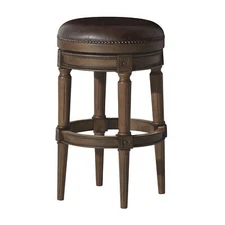 Maven Lane Backless Bar Stool in Walnut Finish w/Saddle Vegan Leather (Used)