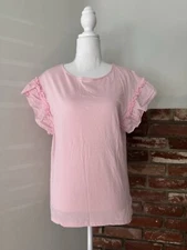 A New Day Top Womens Sz M Pullover Ruffles Short Sleeve 
