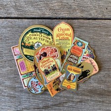 12 Diff Vintage Original COSMETIC BOTTLES Bathroom Beauty Label Collection LOT