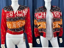 Women  s 2 Piece Carole Little Jacket Top NWT Multicolored Cropped Tribal Sz. 8