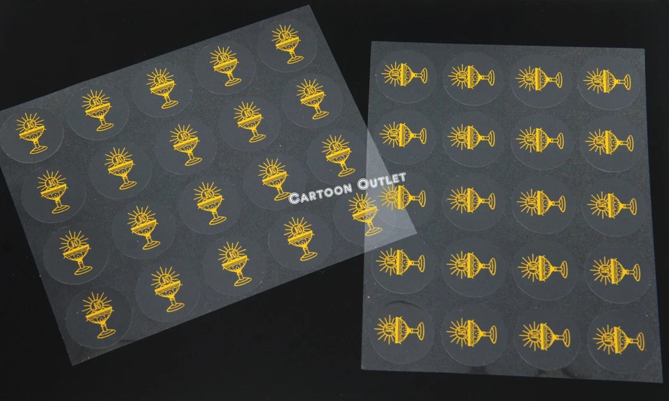 COMUNION CLEAR STICKER COMMUNION CALIZ F INVITATIONS BAPTISM GOLD 100/PK CHALICE - Image 4 of 4