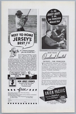 1939 Union Pacific Railroad Ad Overland Limited Train San Francisco Worlds Fair