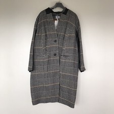 Sheego Womens Grey Long Sleeve Check Coat Jacket Size 22 Plus Size