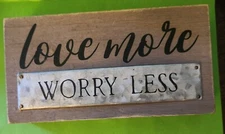 Decorative Signage 7x4 In Wood Wall Art Rustic Farmhouse , Home Sign with metal