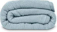 Linteum Textile Supply Leno Weave Ice Grey Blanket, Queen 100% Cotton, Lightweig