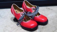 JOHN FLUEVOG Red Mini Sugarsnap Mary Jane Ribbon Heels Shoes 9.5