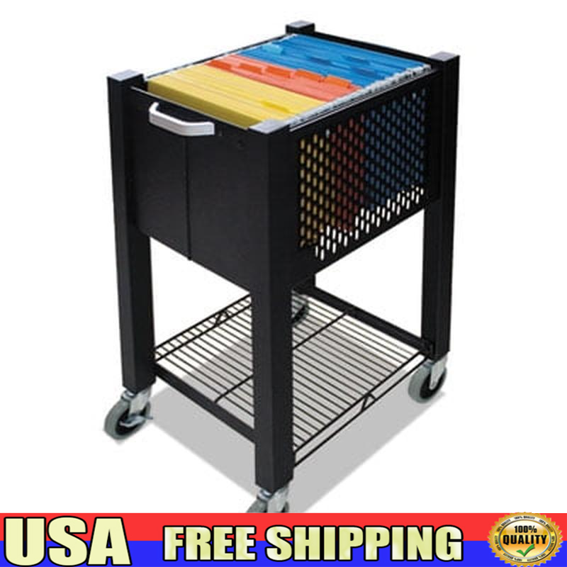 Rolling File Cart Steel Mobile Storage Organizer Open Top Durable Caster Wheels